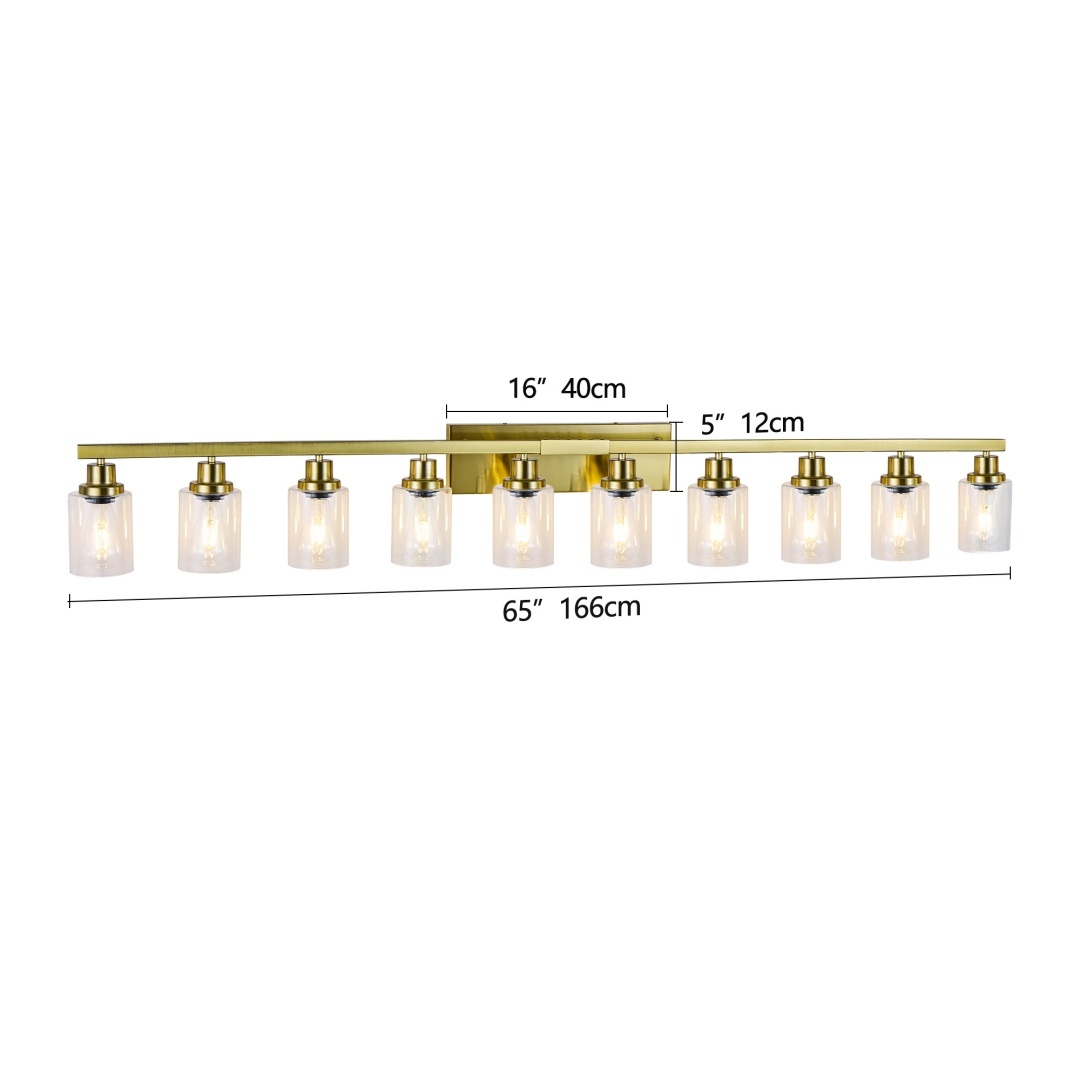 10 Light Gold Vanity Lights For Mirror, 52inch Modern Gold Bathroom Wall Lighting For Bedroom, Living Room - Image 9