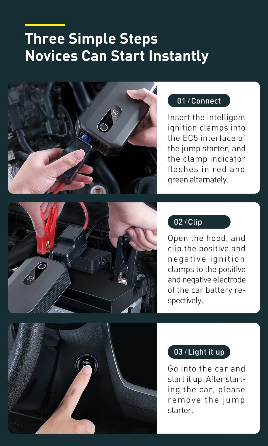 Baseus Super Energy Max Car Emergency Starter  20000mAh Peak Current 2000A Black - Image 19