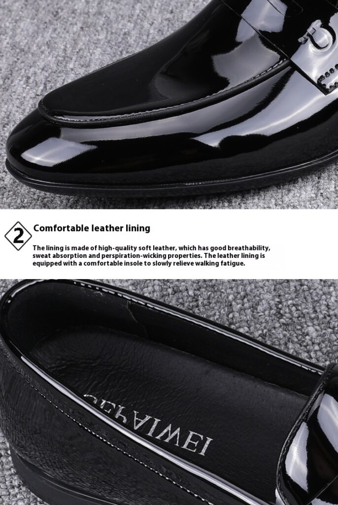 Glossy Slip-on Casual Breathable Business Formal Wear Leather Shoes
