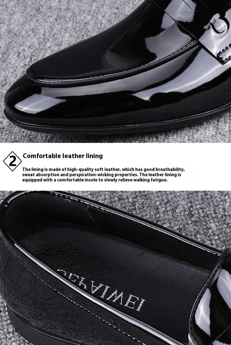 Glossy Slip-on Casual Breathable Business Formal Wear Leather Shoes - Image 7