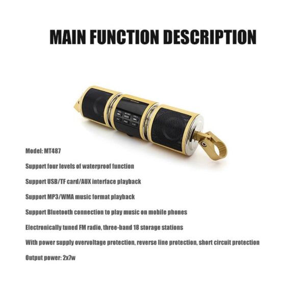 Motorcycle Bluetooth Music Player MP3 Motorcycle Stereo Speaker FM Radio Adjustable LED Screen - Image 7