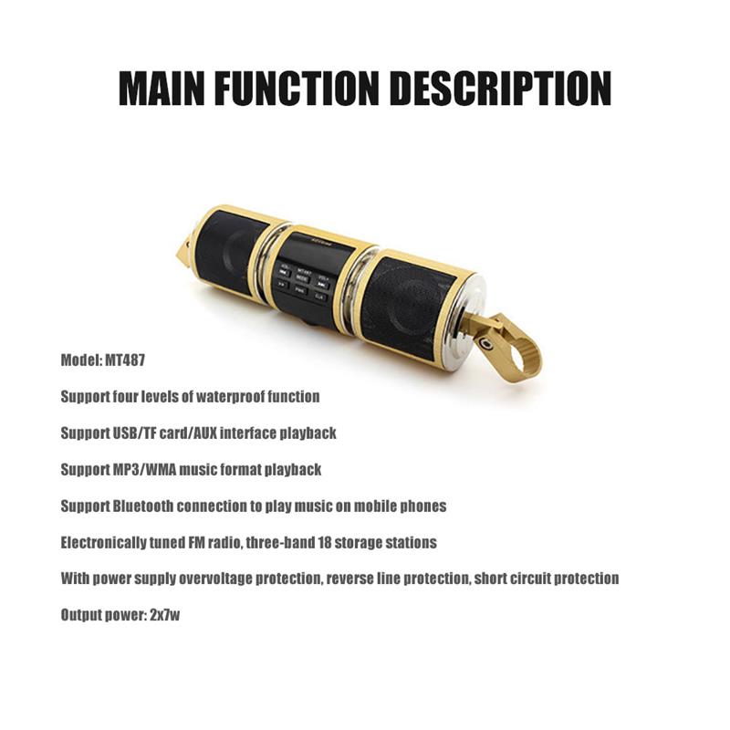 Motorcycle Bluetooth Music Player MP3 Motorcycle Stereo Speaker FM Radio Adjustable LED Screen - Image 7