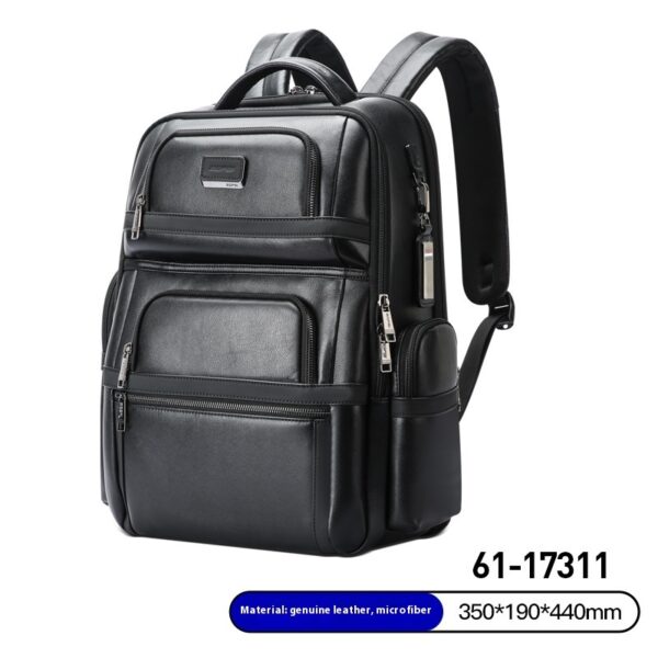 Genuine Leather Men's Commuter Backpack First Layer Cowhide - Image 22