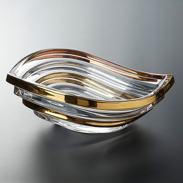 Light-luxury Gold-trimmed Wave-patterned Crystal Glass High-arched Fruit Platter - Image 7