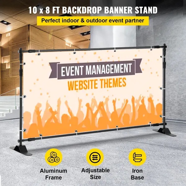 10x8 Ft Adjustable Background Bracket With Handbag - Sturdy For Party, Wedding, Photo Booth, Trade Show, Perfect For Backdrop Setup - Image 2
