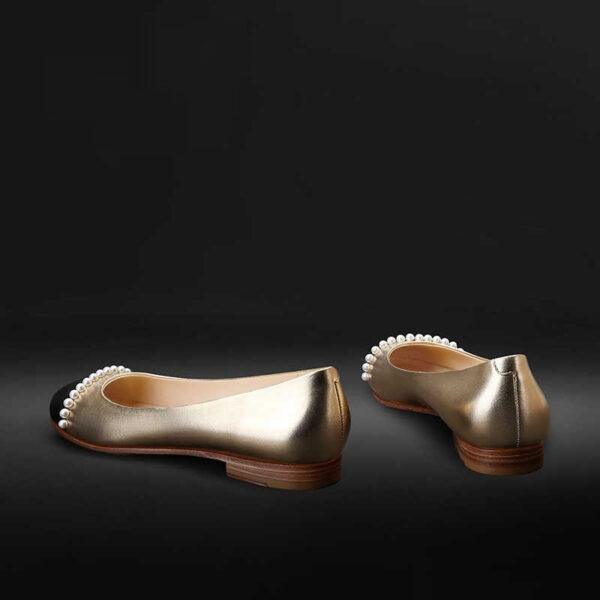 New Low-cut Gold Round Toe Pearl Women's Shoes - Image 4