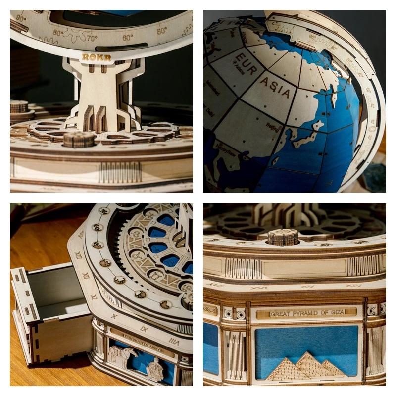 Robotime Globe Earth 567pcs 3D Wooden Puzzle Games Ocean Map Ball Assemble Model Toys Xms Gift for Children Boys Dropshipping - Image 4