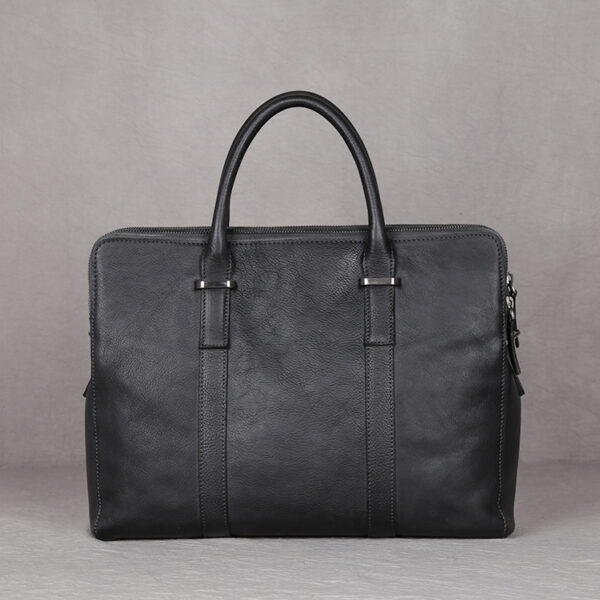 Vintage Vegetable Tanned Leather Men's First Layer Cowhide Casual Business Handbag - Image 17