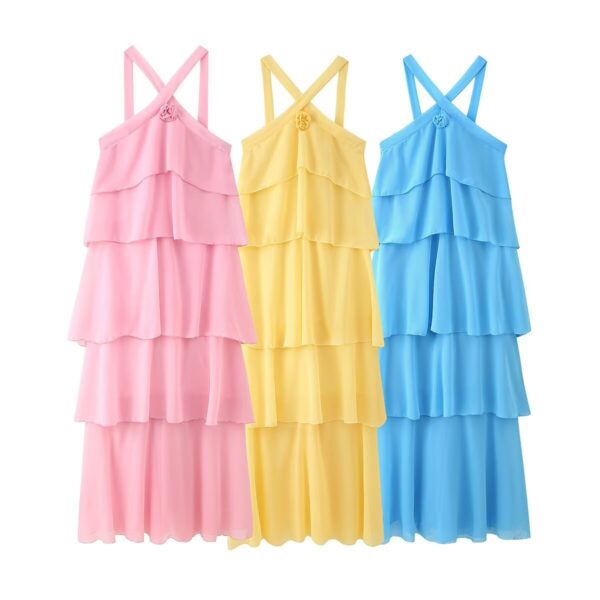 Decorative Chiffon Sling Dress Women - Image 3