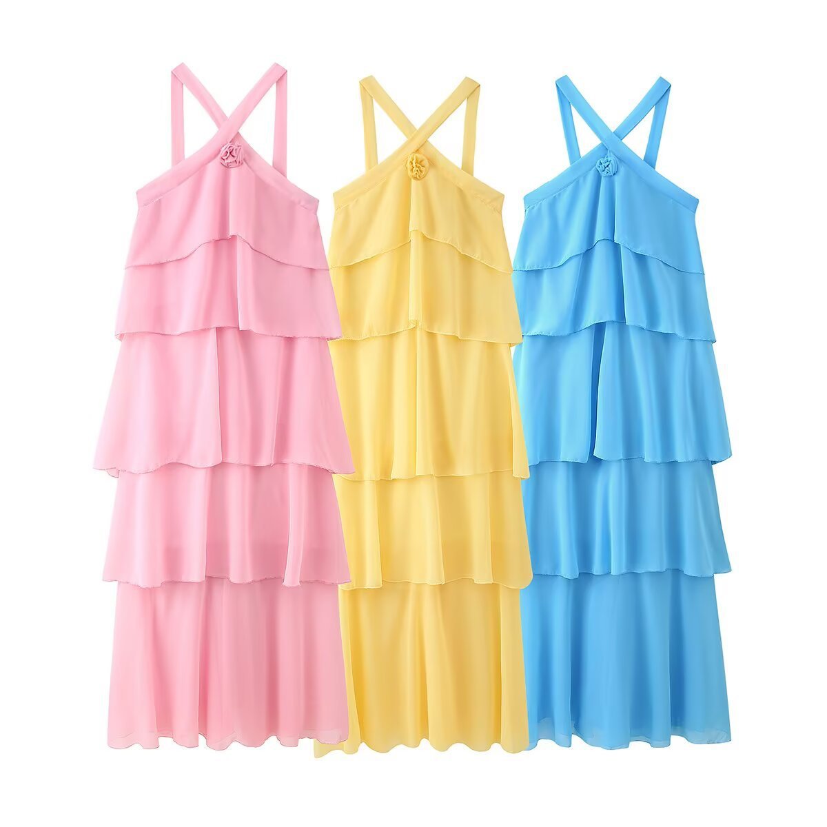 Decorative Chiffon Sling Dress Women - Image 3