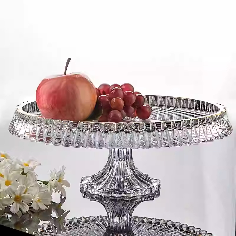 High-end Crystal Glass Fruit Bowl With Gold Trim - Image 6