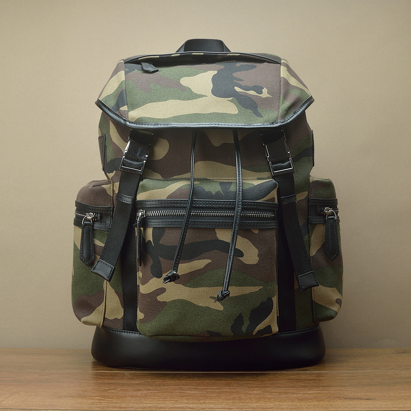 Fashion Camouflage Canvas And Leather Backpack - Image 1