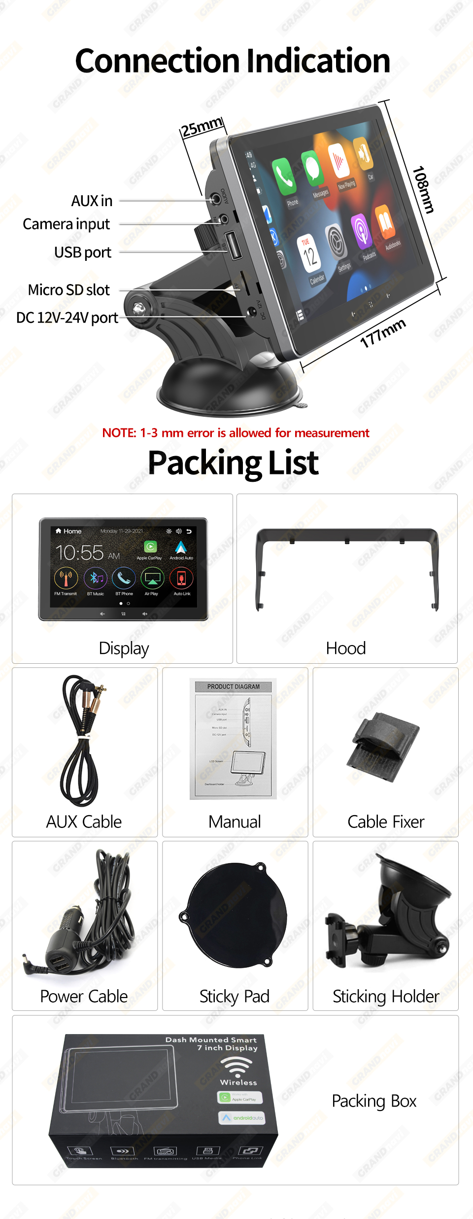 7 Car Wireless CarPlay Display Cigarette Lighter Interface Suction Cup Universal - Image 18