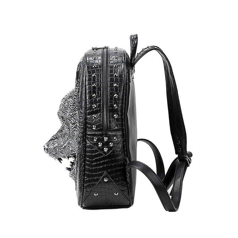 3D Wolf Head Student Backpack Korean Edition Bags Shoulder Bags for Men and Women - Image 3