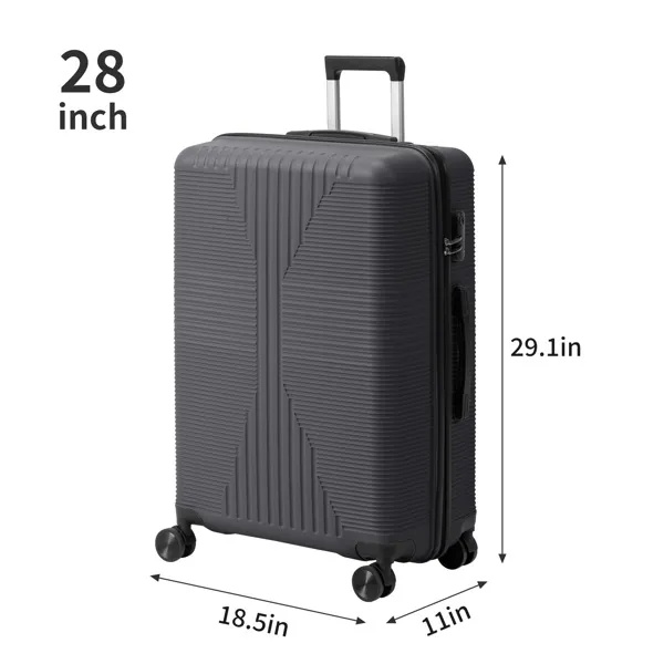 Non-TSA Customs Lock 3-in-1 PP Trolley Case, 20in, 24in, 28in, PP, Dark Gray - Image 4