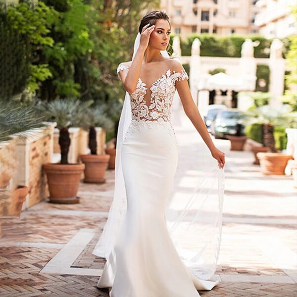 Wedding Deep Collar Women's Hollow Fishtail Dress - Image 4