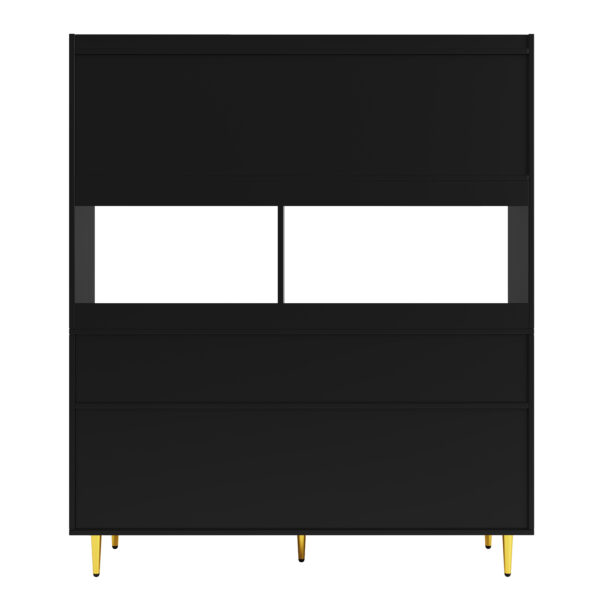 Multi-purpose Storage Cabinet145 X 39 X 171 Cm Modern Design, With Changhong Glass Door, Wine Glass Holder, Multi-layered Storage Space, Black With Gold Decoration, Suitable For Home And Restaurant - Image 11