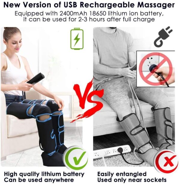 Leg Massager With Heat On Knee Cordless Air Compression For - Image 2
