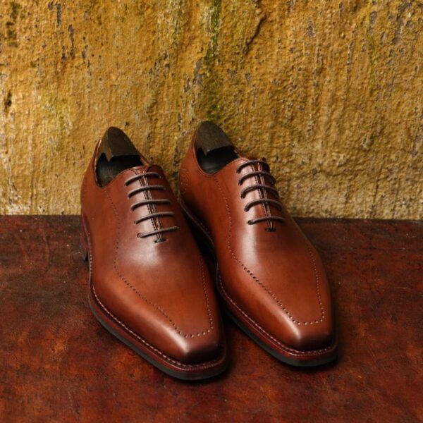 Men's Lace-Up Pointed Toe Wear Resistant Square Vintage Leather Shoes - Image 18