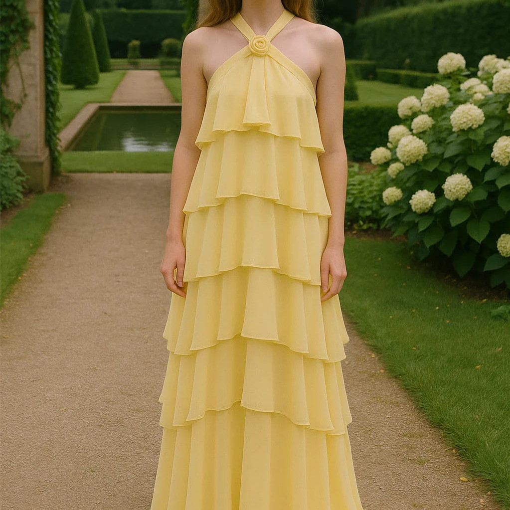 Decorative Chiffon Sling Dress Women - Image 1