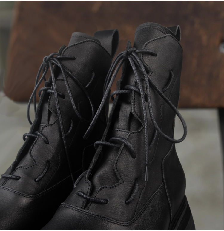 Men's Leather Boots Mid Top Platform Shoes Trend