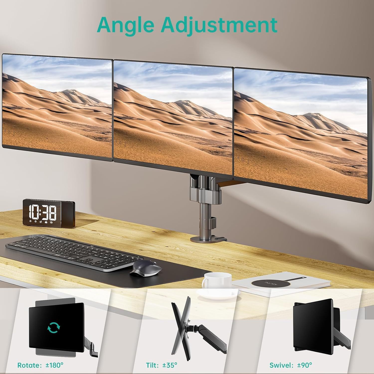 Suitable For 27-inch Screen Three-arm Gas Spring With Advanced Computer Monitor Holder Arm - Image 6