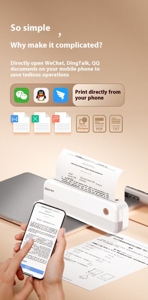 Ailixiong P40 Small Mini Ink-free Office Portable A4 Thermal Printer