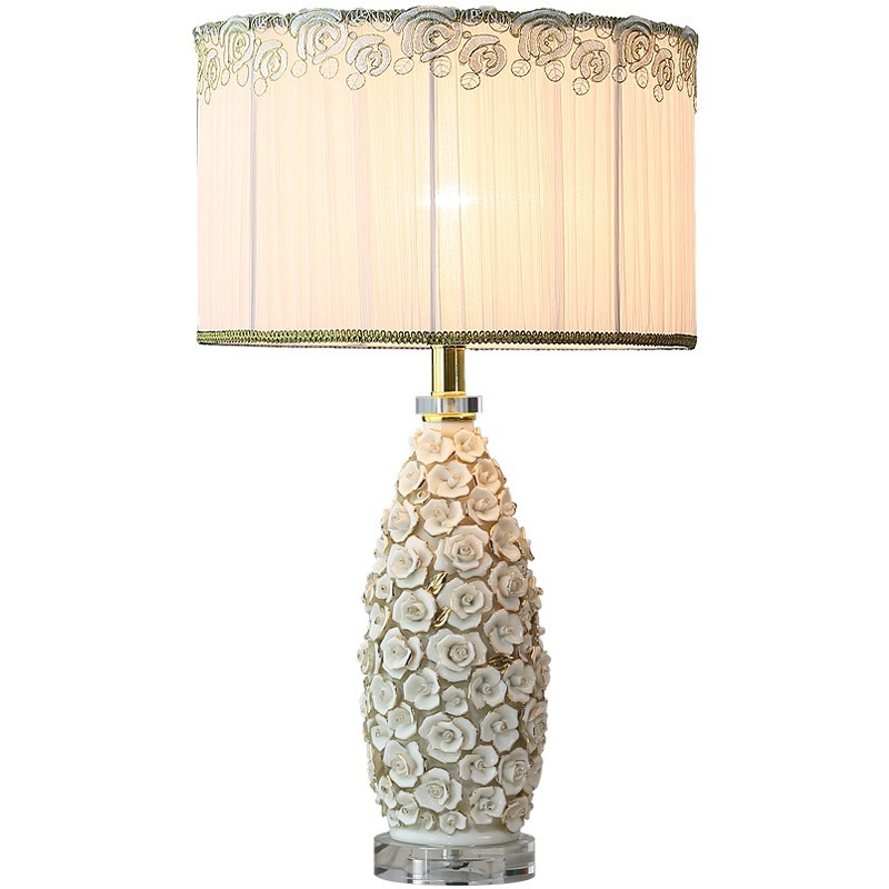 European-style Living Roomstudy Rose-gold-trimmed Remote-controlled Ceramic Table Lamp - Image 2