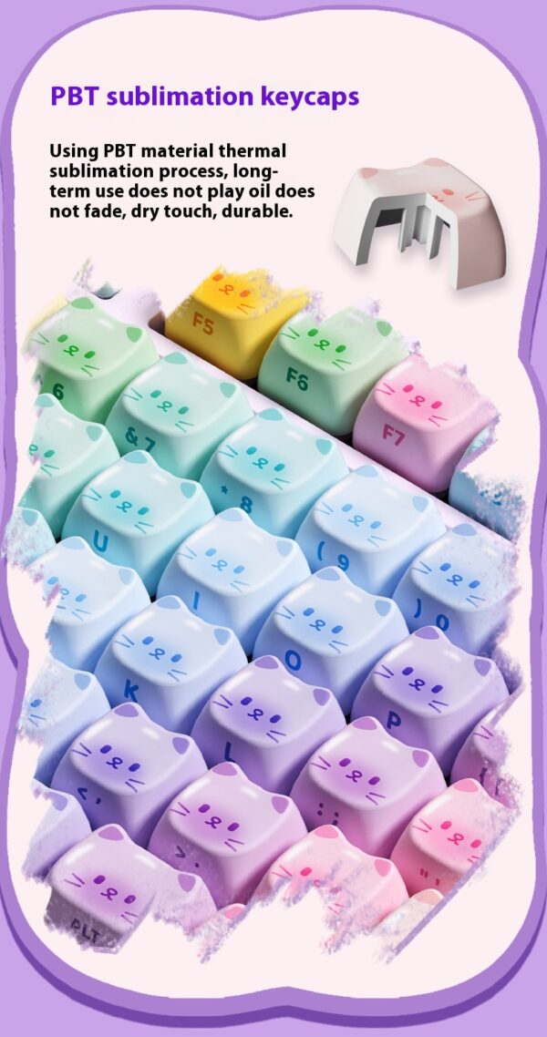 Colored Sugar Cat Mechanical Keyboard The Third Mock Examination Bluetooth - Image 9