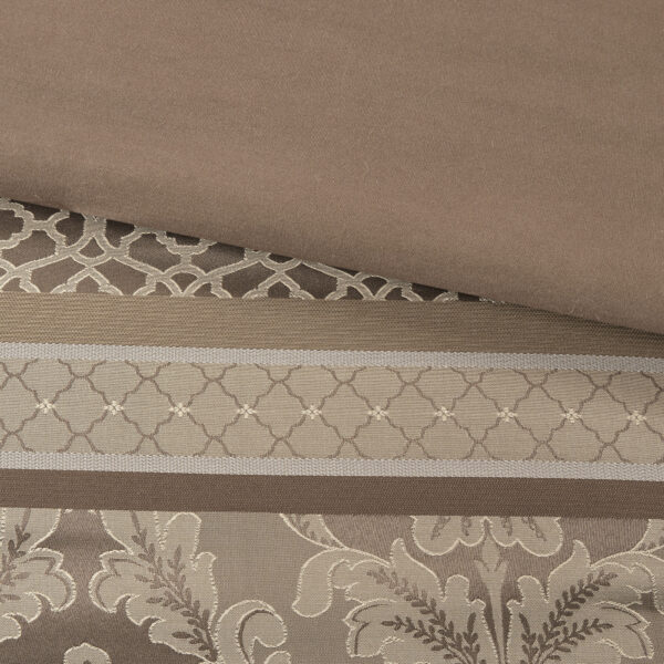 7 Piece Jacquard Comforter Set Brown Gold Cal King - Image 14