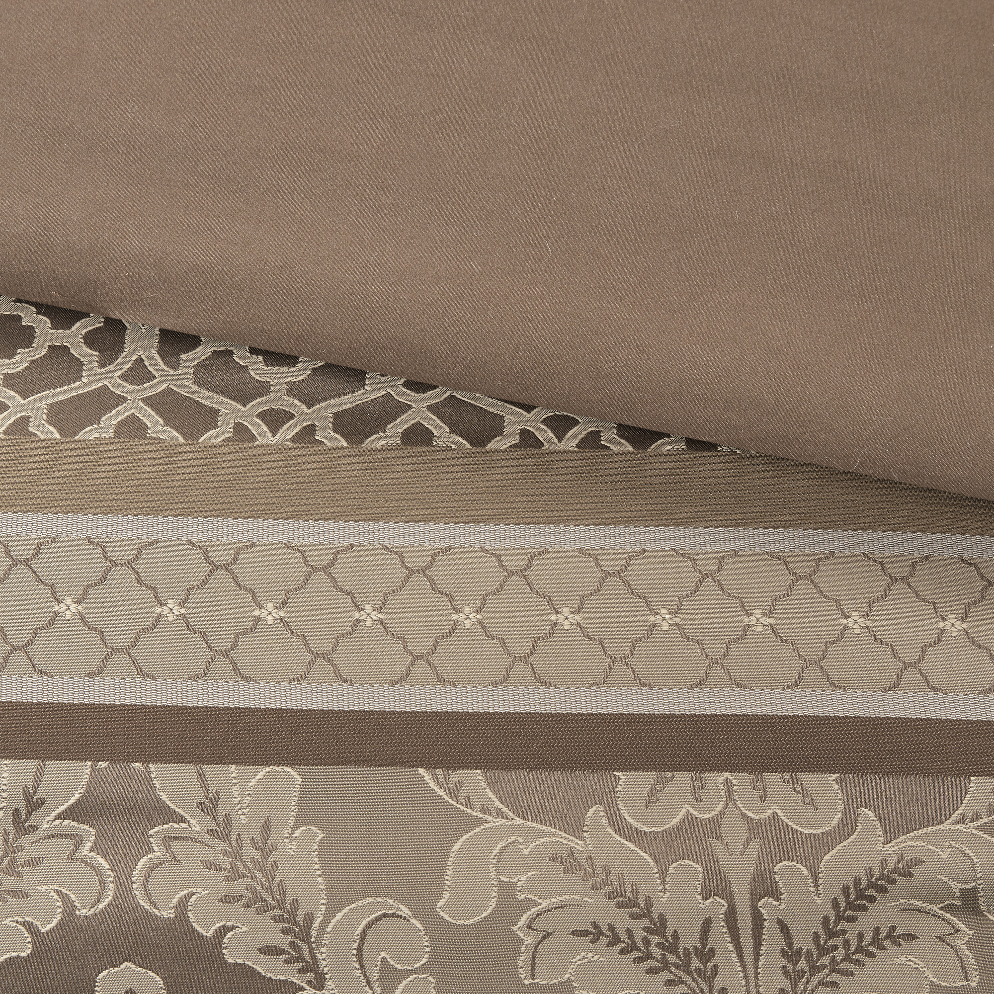 7 Piece Jacquard Comforter Set Brown Gold Cal King - Image 14