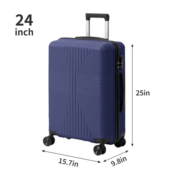 Non-TSA Customs Lock 3-in-1 PP Trolley Case, 20in, 24in, 28in, PP, Navy Blue - Image 3