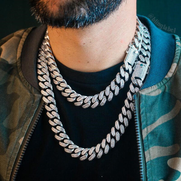 Copper Plated 18K Gold Full Diamond Cuban Necklace - Image 5