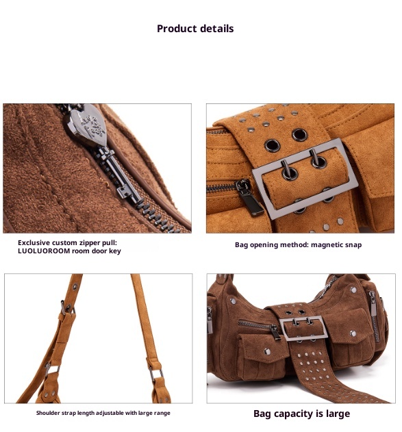 Simple Retro Versatile Suede Women's Handbag Shoulder Bag - Image 9