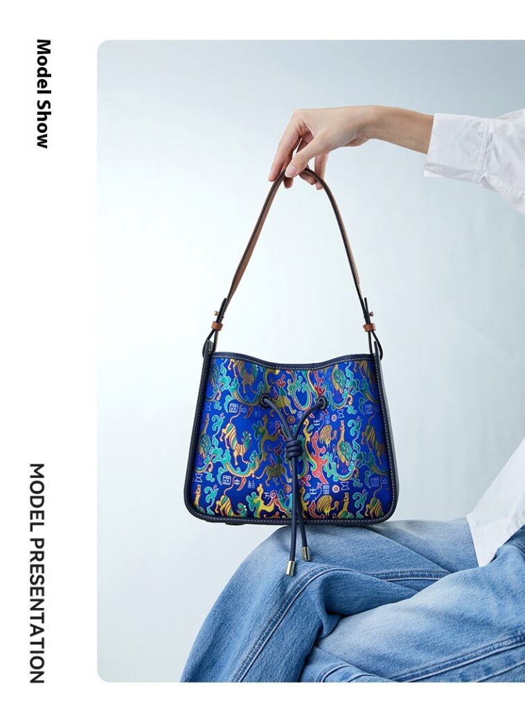 Light Luxury National Style Genuine Leather Underarm Bag Large Capacity