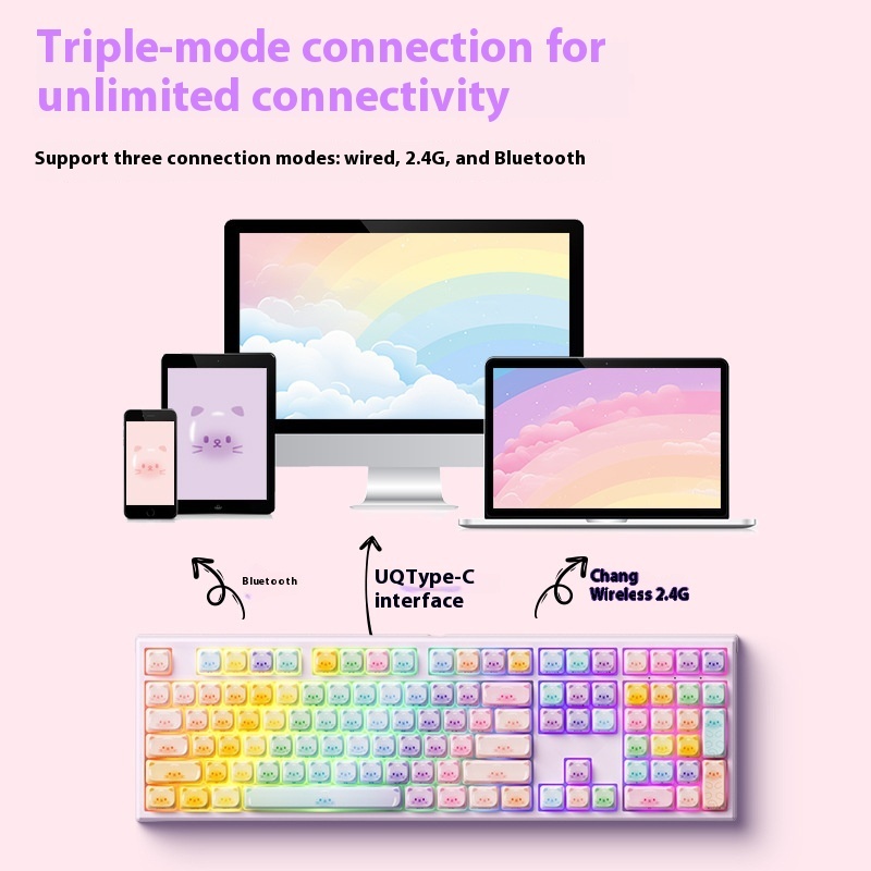 Colored Sugar Cat Mechanical Keyboard The Third Mock Examination Bluetooth - Image 4