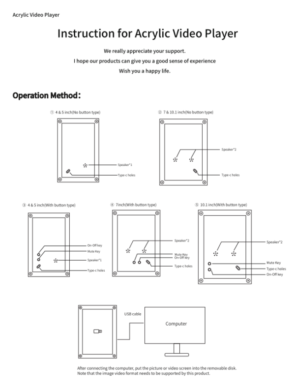 Acrylic Digital Photo Video Frame Battery New - Image 11