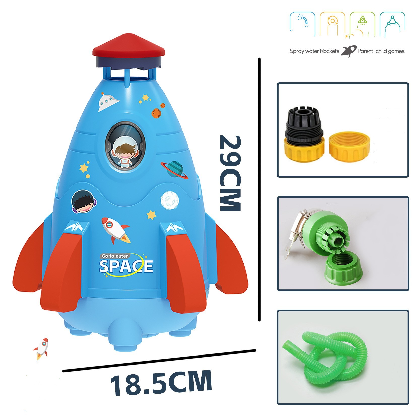 Kids Space Rocket Sprinkler Spinner - Image 10
