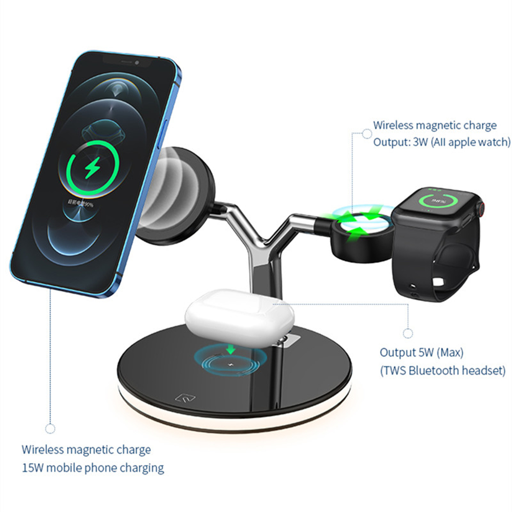 3 In 1 Magnetic Wireless Charger Stand Watch 15W Fast Charging Dock Station For Earbuds Pro - Image 15