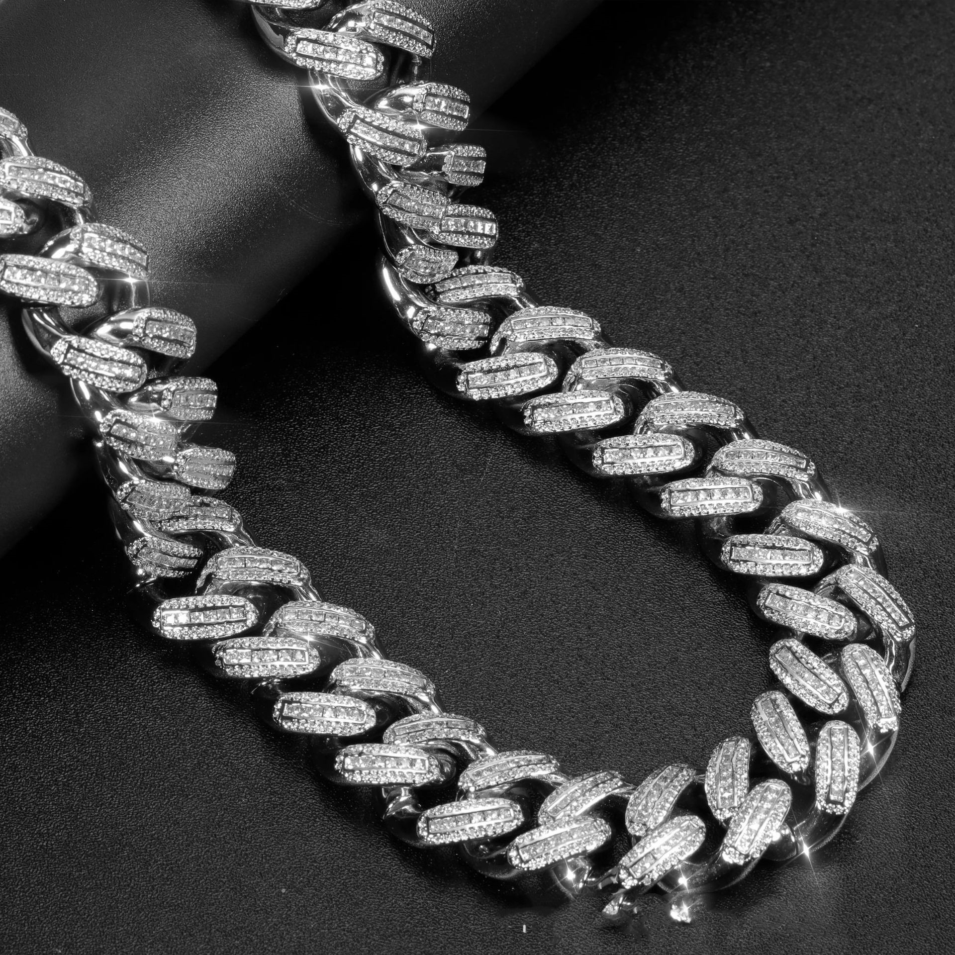 Copper Plated 18K Gold Full Diamond Cuban Necklace - Image 3