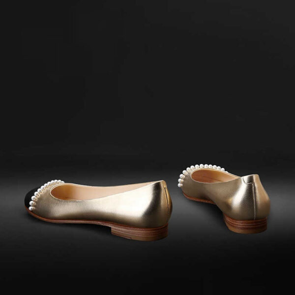 New Low-cut Gold Round Toe Pearl Women's Shoes - Image 7