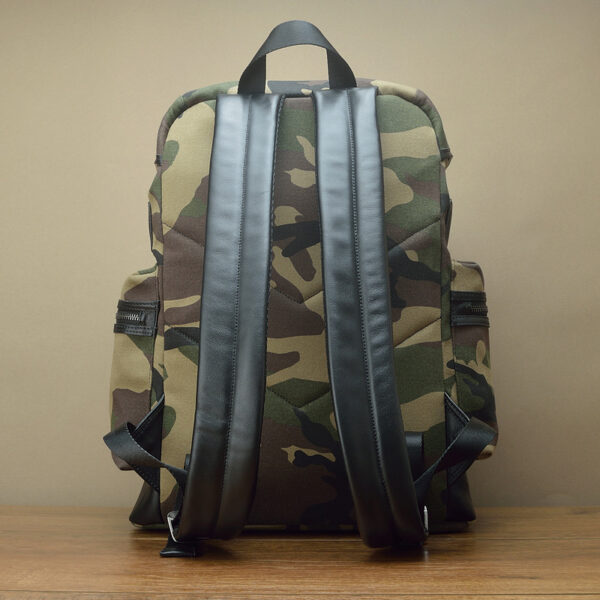 Fashion Camouflage Canvas And Leather Backpack - Image 4