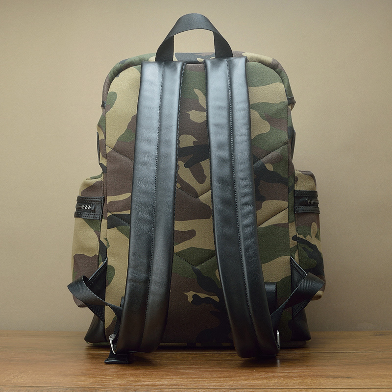 Fashion Camouflage Canvas And Leather Backpack - Image 4