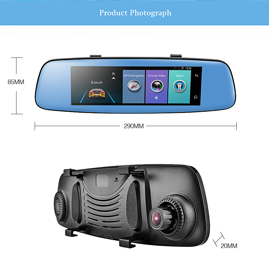 8 Inch 4G Android cloud mirror driving recorder - Image 1