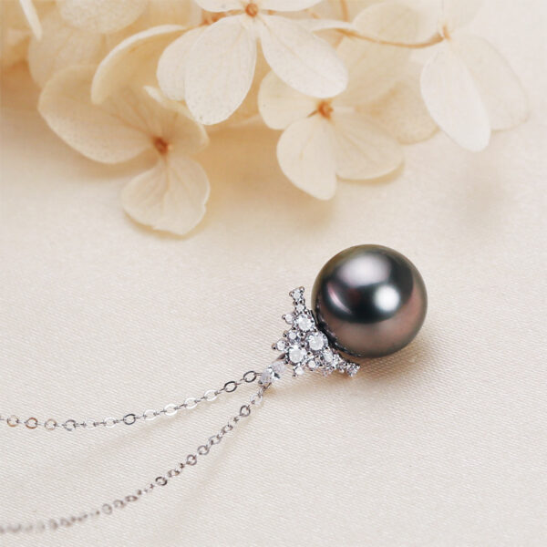Black Pearl 18K Gold Pendant S925 Silver Necklace Female - Image 5