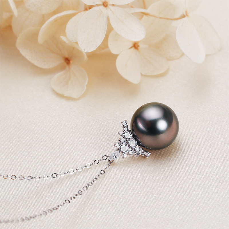 Black Pearl 18K Gold Pendant S925 Silver Necklace Female - Image 5