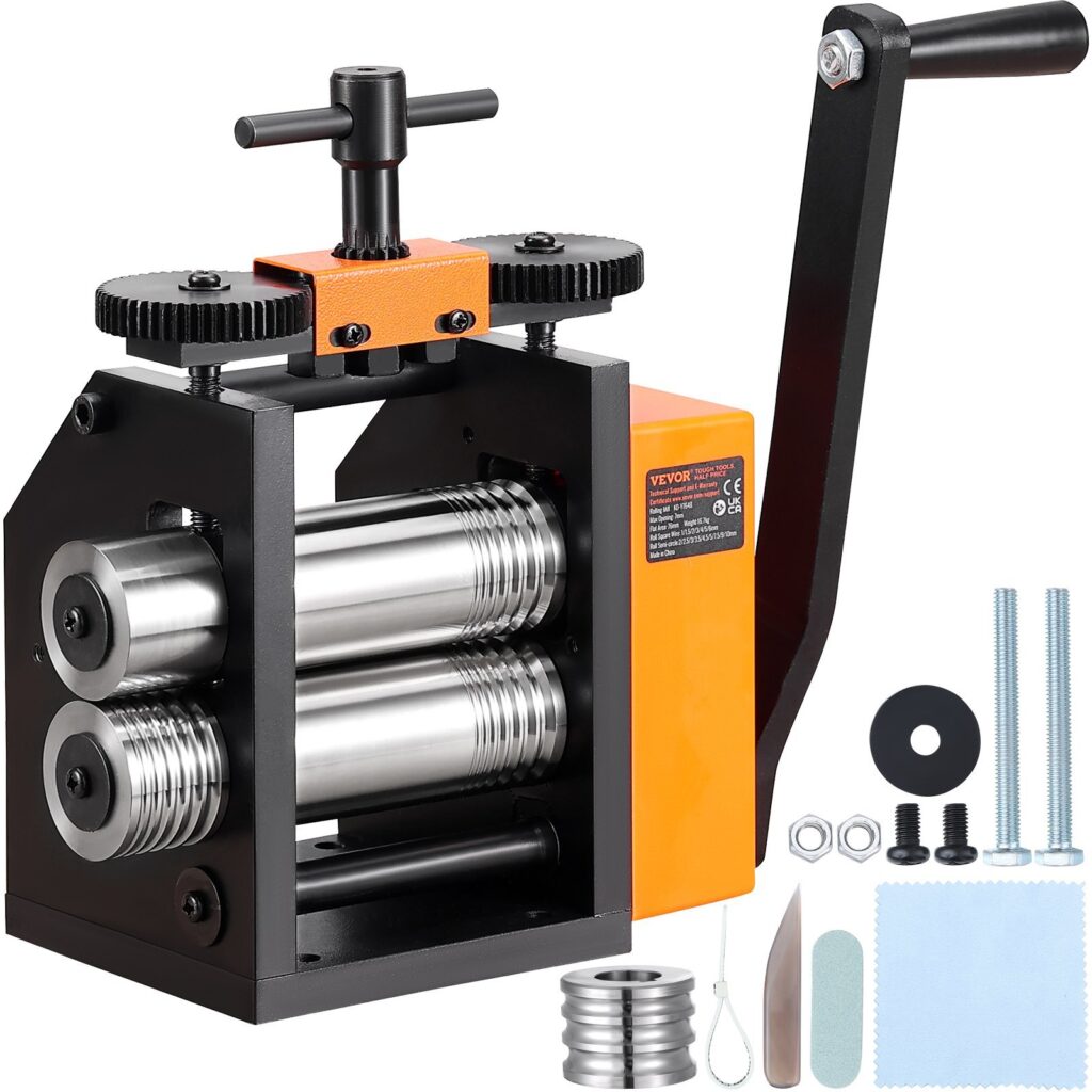 3 In 1 Handwalzwerk Maschine 76 Mm Kombinationswalzwerk, Manueller Walzwerk Schmuckwalzwerk Einstellbare Dicke 0,1-7 Mm, Handwalzwerk Maschine Für Gold, K-Gold, Reines Silber, 925er-Silber Usw.