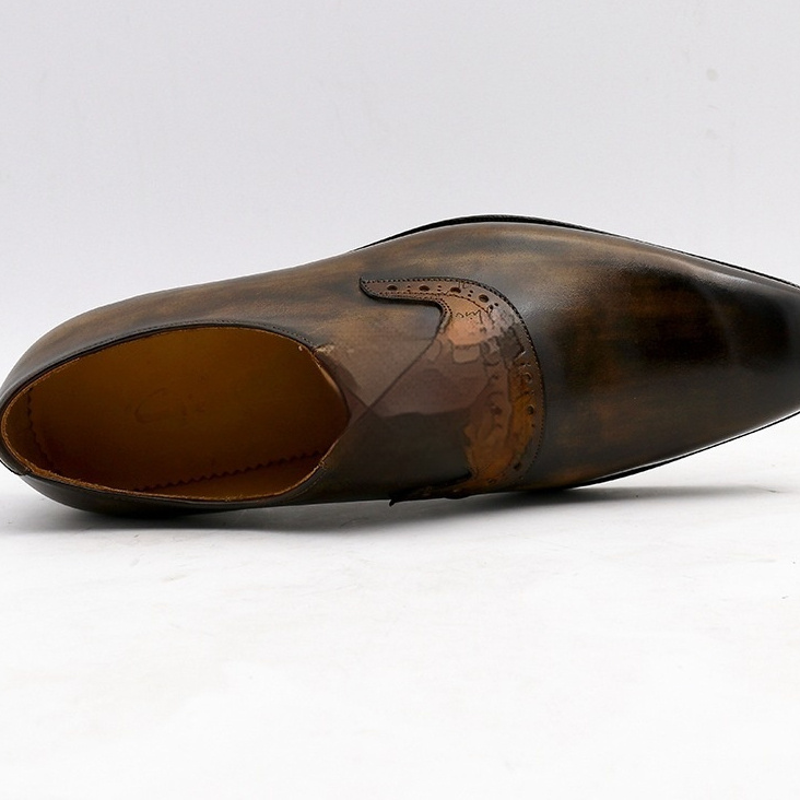 Cowhide Colorblock Handmade Calfskin Sole Lace Up Breathable Men