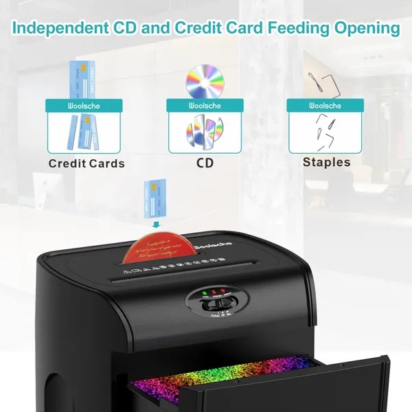 Woolsche Paper Shredder, 16-Sheet Cross Cut With 4.76-Gallon Pull Out Basket, P-4 Security Level, 3-Mode Design Shred Paper And CD/Credit Card, Durable&Fast With Jam Proof System Shredder For Office - Image 2