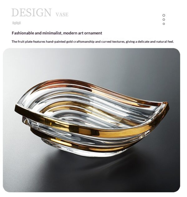 Light-luxury Gold-trimmed Wave-patterned Crystal Glass High-arched Fruit Platter - Image 6